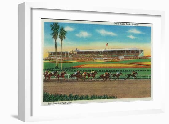 Santa Anita Park Horse Races - Arcadia, CA-Lantern Press-Framed Premium Giclee Print