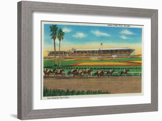 Santa Anita Park Horse Races - Arcadia, CA-Lantern Press-Framed Art Print