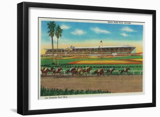 Santa Anita Park Horse Races - Arcadia, CA-Lantern Press-Framed Art Print