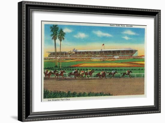 Santa Anita Park Horse Races - Arcadia, CA-Lantern Press-Framed Art Print