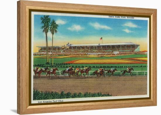 Santa Anita Park Horse Races - Arcadia, CA-Lantern Press-Framed Stretched Canvas