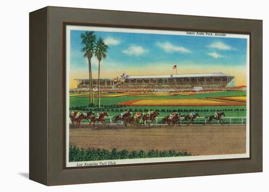 Santa Anita Park Horse Races - Arcadia, CA-Lantern Press-Framed Stretched Canvas