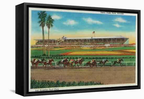 Santa Anita Park Horse Races - Arcadia, CA-Lantern Press-Framed Stretched Canvas