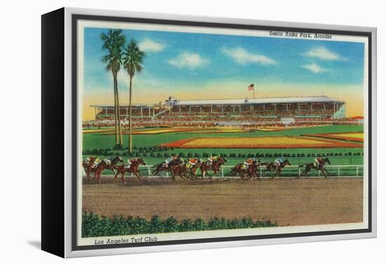 Santa Anita Park Horse Races - Arcadia, CA-Lantern Press-Framed Stretched Canvas