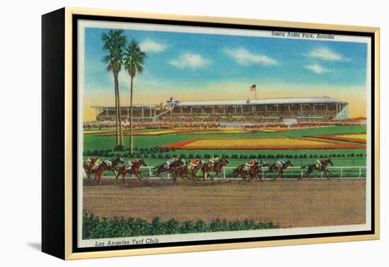 Santa Anita Park Horse Races - Arcadia, CA-Lantern Press-Framed Stretched Canvas