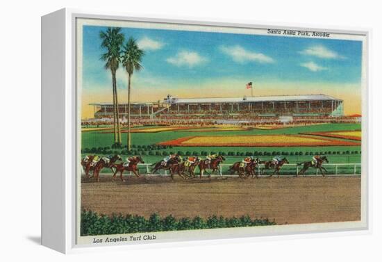 Santa Anita Park Horse Races - Arcadia, CA-Lantern Press-Framed Stretched Canvas