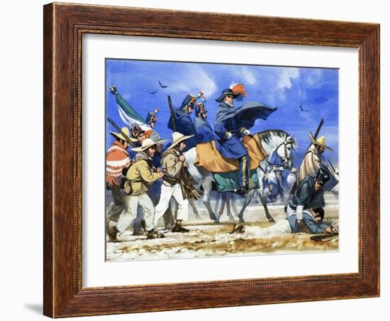 Santa Anna Led His Ill-Equipped Army on a Killing March Across the Frozen Plains of Coahuila-Angus Mcbride-Framed Giclee Print