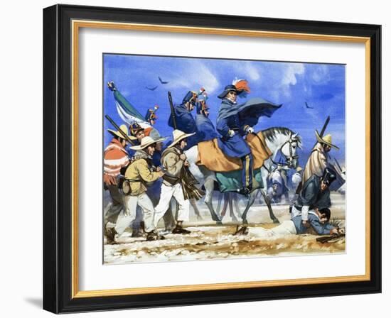 Santa Anna Led His Ill-Equipped Army on a Killing March Across the Frozen Plains of Coahuila-Angus Mcbride-Framed Giclee Print