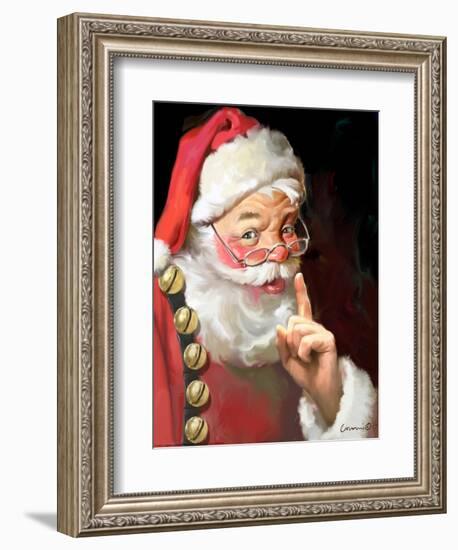 SANTA ASKING FOR QUIET-CHRIS CONSANI-Framed Art Print