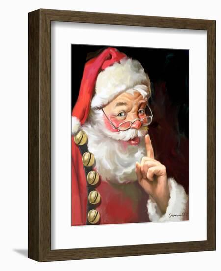 SANTA ASKING FOR QUIET-CHRIS CONSANI-Framed Art Print