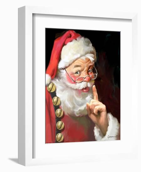 SANTA ASKING FOR QUIET-CHRIS CONSANI-Framed Art Print