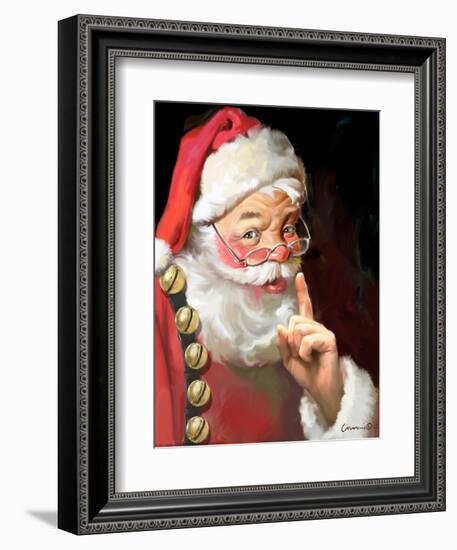 SANTA ASKING FOR QUIET-CHRIS CONSANI-Framed Art Print