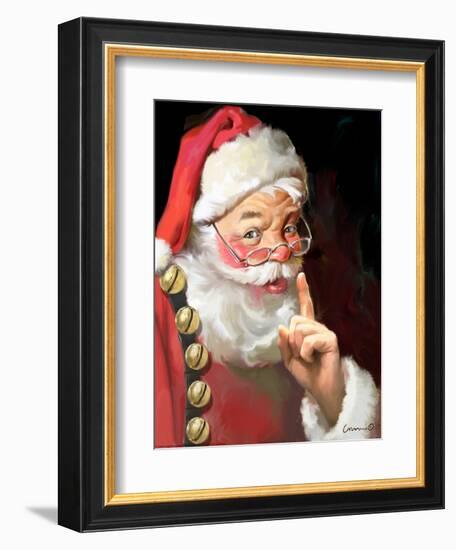 SANTA ASKING FOR QUIET-CHRIS CONSANI-Framed Art Print