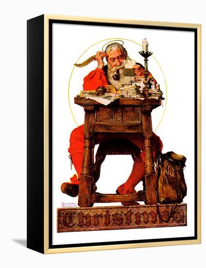 "Santa at His Desk", December 21,1935-Norman Rockwell-Framed Premier Image Canvas