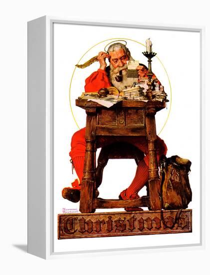 "Santa at His Desk", December 21,1935-Norman Rockwell-Framed Premier Image Canvas