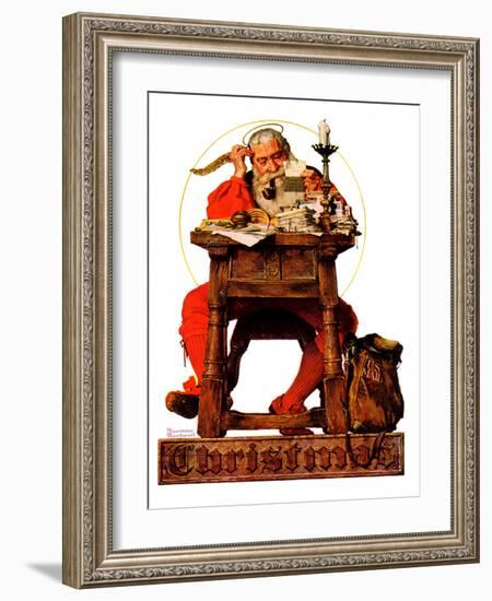 "Santa at His Desk", December 21,1935-Norman Rockwell-Framed Giclee Print