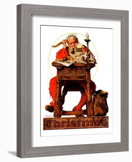 "Santa at His Desk", December 21,1935-Norman Rockwell-Framed Giclee Print