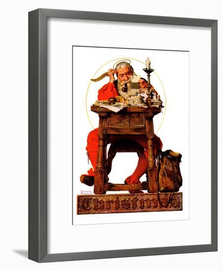 "Santa at His Desk", December 21,1935-Norman Rockwell-Framed Giclee Print