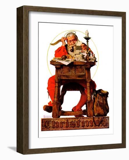 "Santa at His Desk", December 21,1935-Norman Rockwell-Framed Giclee Print