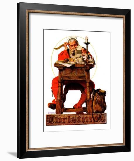 "Santa at His Desk", December 21,1935-Norman Rockwell-Framed Giclee Print