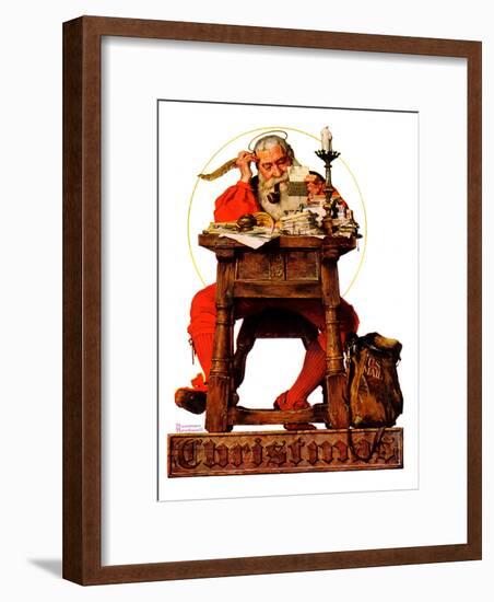 "Santa at His Desk", December 21,1935-Norman Rockwell-Framed Giclee Print