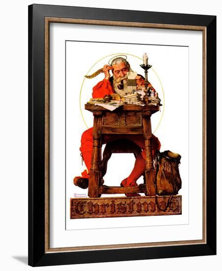 "Santa at His Desk", December 21,1935-Norman Rockwell-Framed Giclee Print