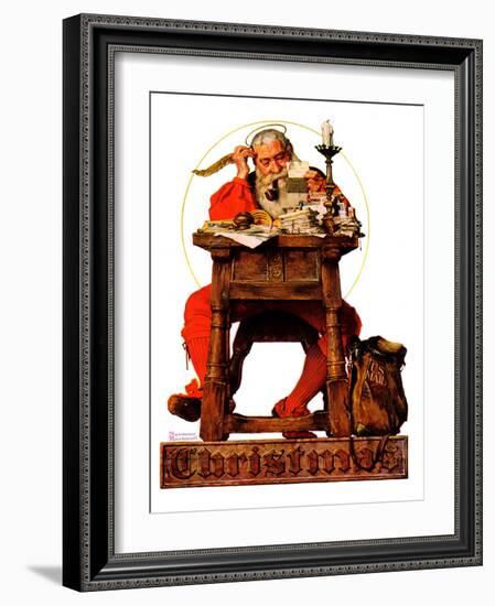 "Santa at His Desk", December 21,1935-Norman Rockwell-Framed Giclee Print