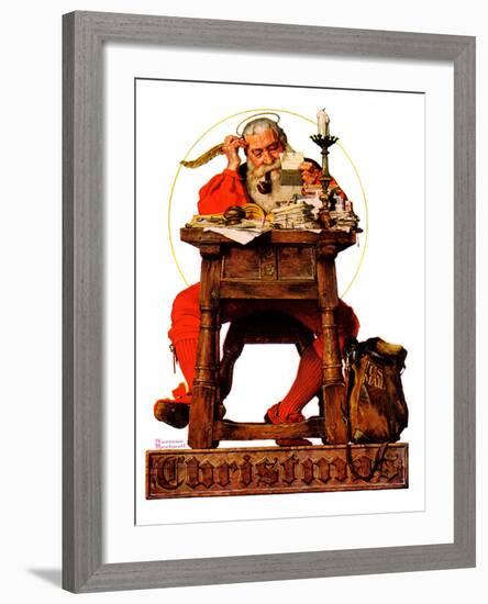 "Santa at His Desk", December 21,1935-Norman Rockwell-Framed Giclee Print