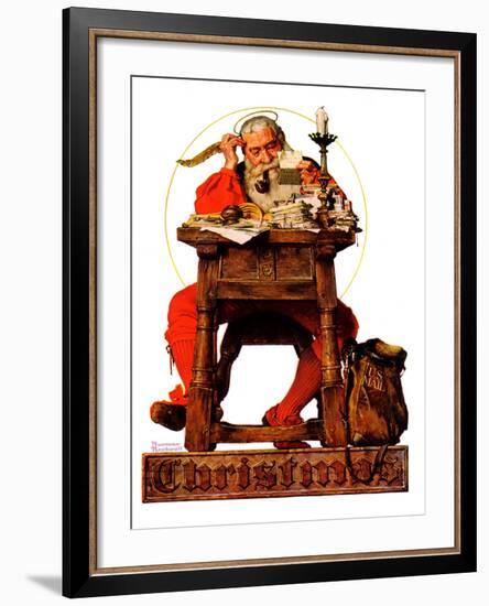 "Santa at His Desk", December 21,1935-Norman Rockwell-Framed Giclee Print