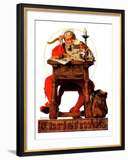 "Santa at His Desk", December 21,1935-Norman Rockwell-Framed Giclee Print
