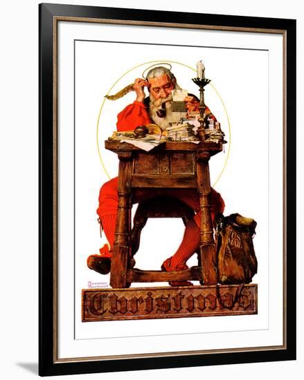 "Santa at His Desk", December 21,1935-Norman Rockwell-Framed Giclee Print