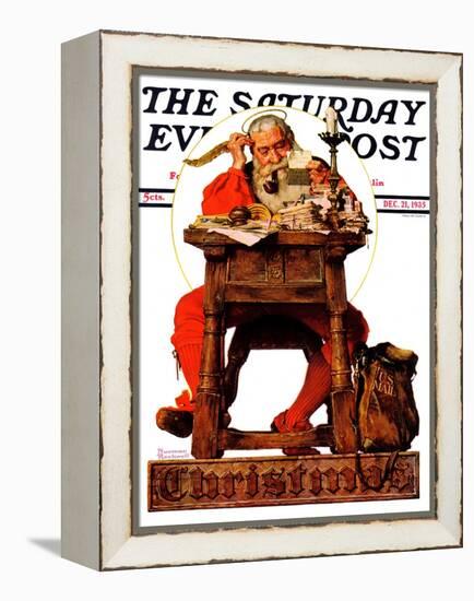 "Santa at His Desk" Saturday Evening Post Cover, December 21,1935-Norman Rockwell-Framed Premier Image Canvas