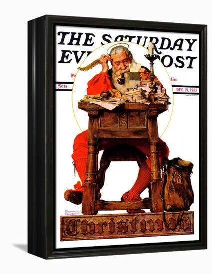 "Santa at His Desk" Saturday Evening Post Cover, December 21,1935-Norman Rockwell-Framed Premier Image Canvas