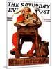 "Santa at His Desk" Saturday Evening Post Cover, December 21,1935-Norman Rockwell-Mounted Giclee Print