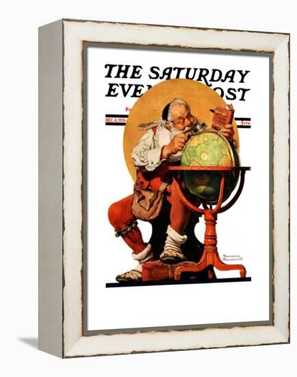 "Santa at the Globe" Saturday Evening Post Cover, December 4,1926-Norman Rockwell-Framed Premier Image Canvas