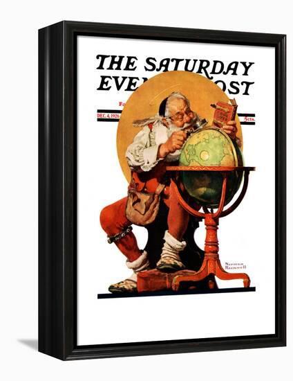 "Santa at the Globe" Saturday Evening Post Cover, December 4,1926-Norman Rockwell-Framed Premier Image Canvas