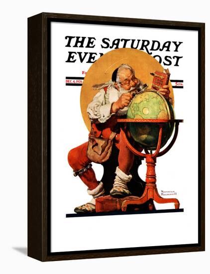 "Santa at the Globe" Saturday Evening Post Cover, December 4,1926-Norman Rockwell-Framed Premier Image Canvas