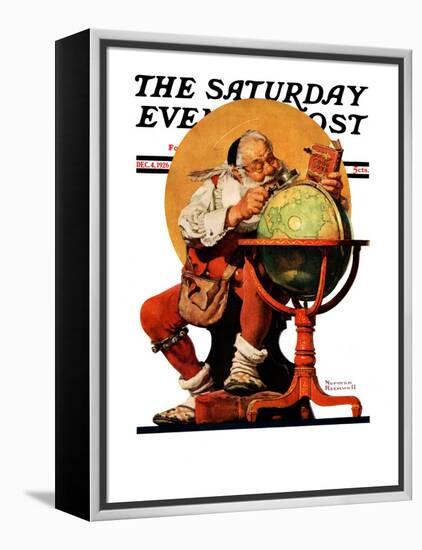 "Santa at the Globe" Saturday Evening Post Cover, December 4,1926-Norman Rockwell-Framed Premier Image Canvas