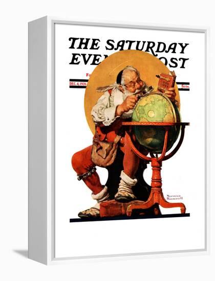 "Santa at the Globe" Saturday Evening Post Cover, December 4,1926-Norman Rockwell-Framed Premier Image Canvas