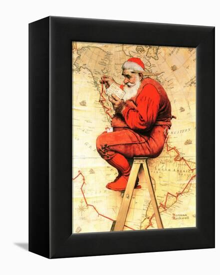 "Santa at the Map", December 16,1939-Norman Rockwell-Framed Premier Image Canvas