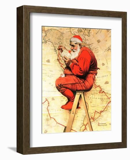 "Santa at the Map", December 16,1939-Norman Rockwell-Framed Giclee Print