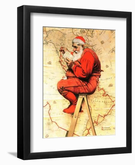 "Santa at the Map", December 16,1939-Norman Rockwell-Framed Giclee Print