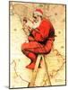 "Santa at the Map", December 16,1939-Norman Rockwell-Mounted Giclee Print