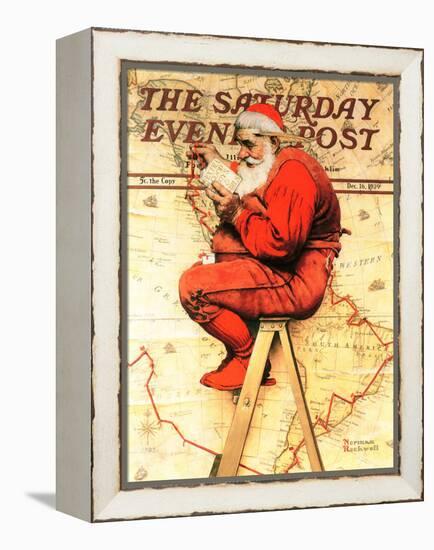 "Santa at the Map" Saturday Evening Post Cover, December 16,1939-Norman Rockwell-Framed Premier Image Canvas