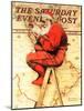 "Santa at the Map" Saturday Evening Post Cover, December 16,1939-Norman Rockwell-Mounted Giclee Print