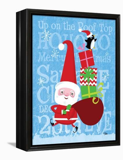 Santa & Bag of Presents-Teresa Woo-Framed Stretched Canvas