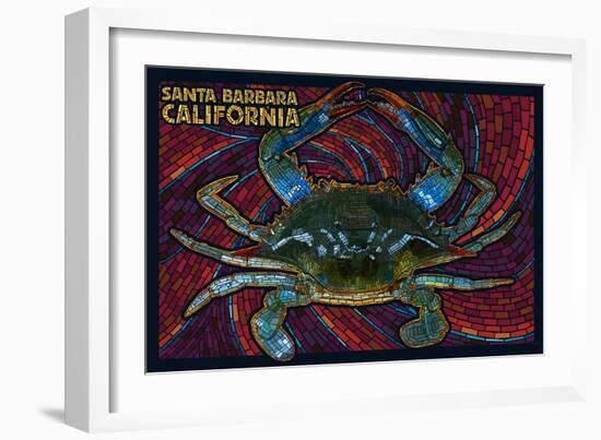 Santa Barbara, California - Blue Crab Mosaic-Lantern Press-Framed Art Print