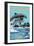 Santa Barbara, California - Dolphins Jumping-Lantern Press-Framed Premium Giclee Print