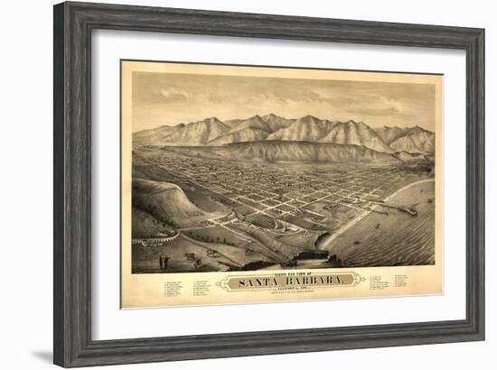 Santa Barbara, California - Panoramic Map No. 1-Lantern Press-Framed Art Print