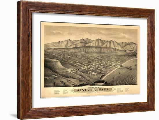 Santa Barbara, California - Panoramic Map No. 1-Lantern Press-Framed Art Print